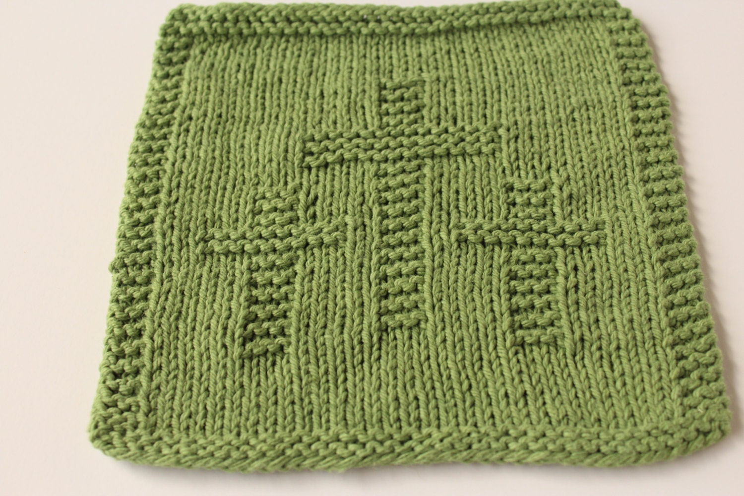 Sage Cross Dishcloth Three Cross Dishcloth Cotton Knit