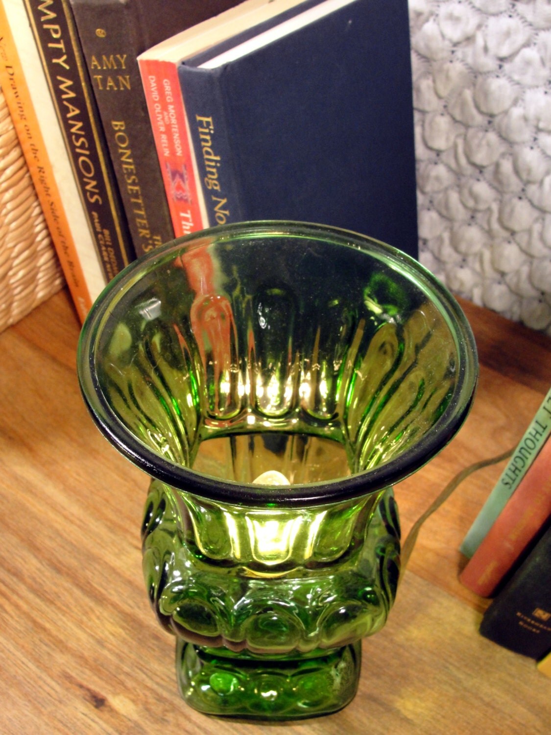 Green Glass Vase Lamp Upcycled Unique Table Lamps