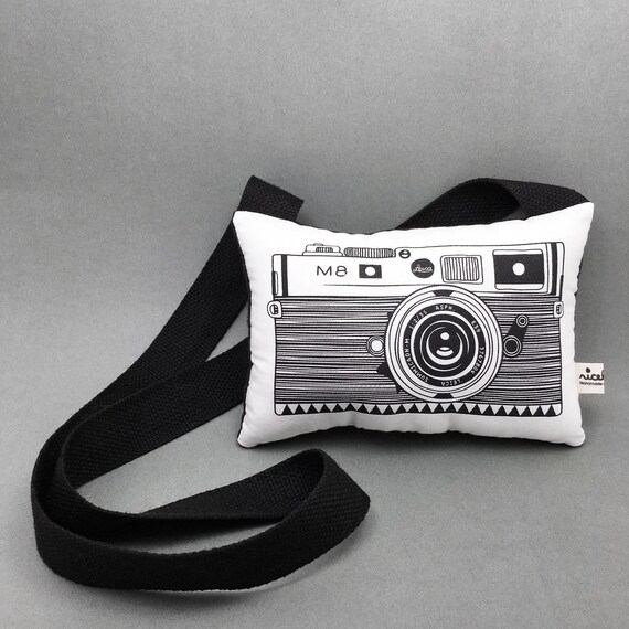 Soft toy camera / Stuffed toy camera / Monochrome decor