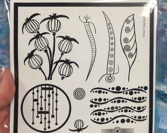 IN STOCK!!! -- Cling Mount PTP Elements - Red Rubber Stamps -- Cling Poppy Set