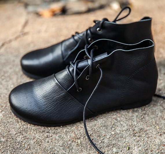 Handmade Black Tie Leather ShoesWoman Fall Shoes Oxford