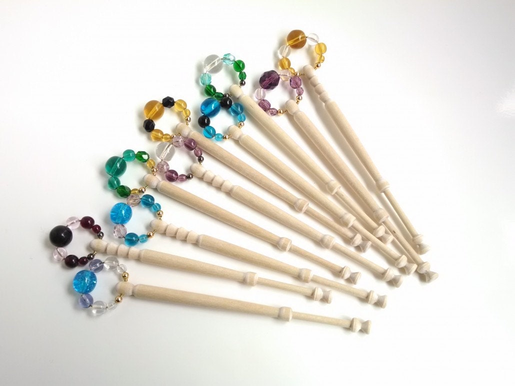 Bobbin Lace Kit with Spangled Bobbins by MielkesFiberArts on Etsy