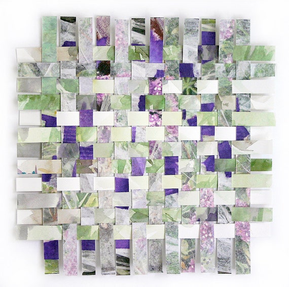 Watercolor Paper Weaving Original Mixed media Woven Paper