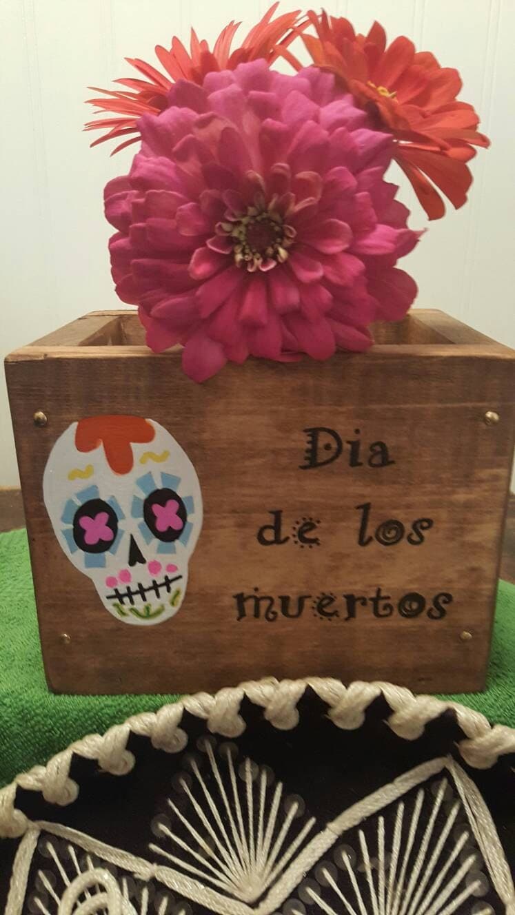 Dia de los muertos, Day of the dead decor, Celebration Hispanic heritage, Mexico, Caja, Sugar skull, Wooden box, Spanish gift, Halloween box