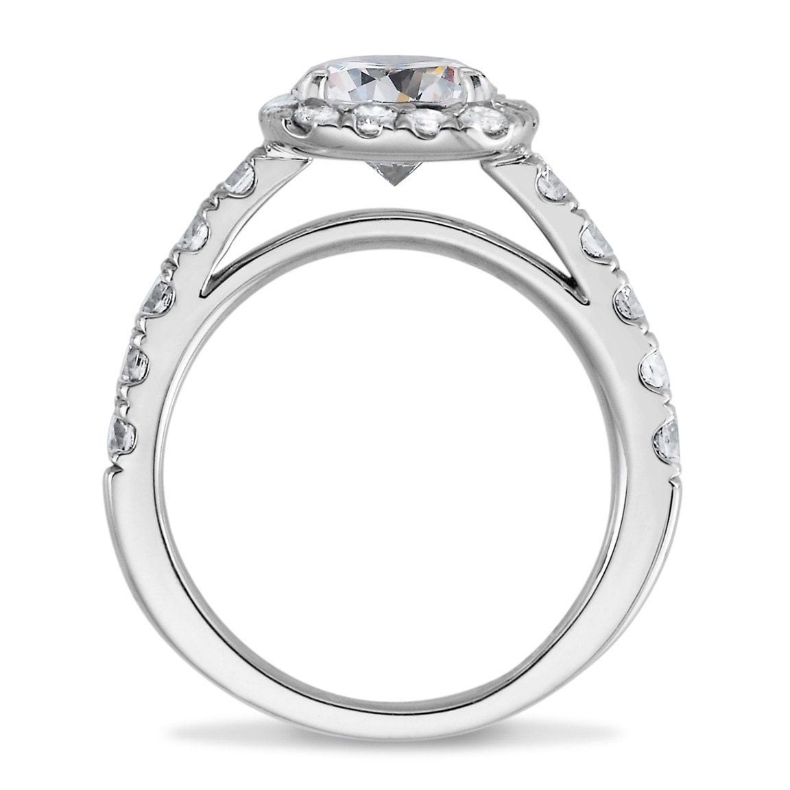 Moissanite & Diamond Halo Engagement Ring 1.20ct Round Forever