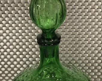 Glass Decanter - Emerald Green - with stopper
