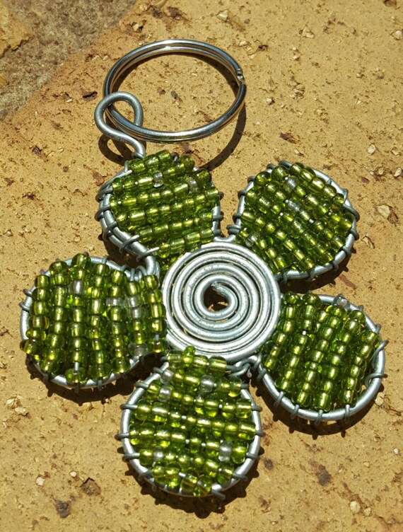 African beaded Flower keychain