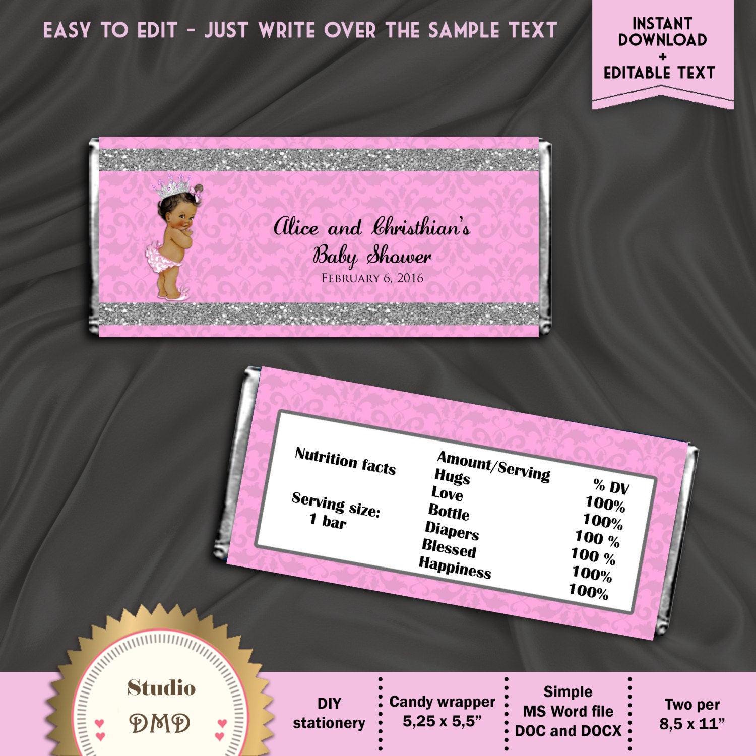Printable Candy Bar Wrapper Hershey's Chocolate Wrapper