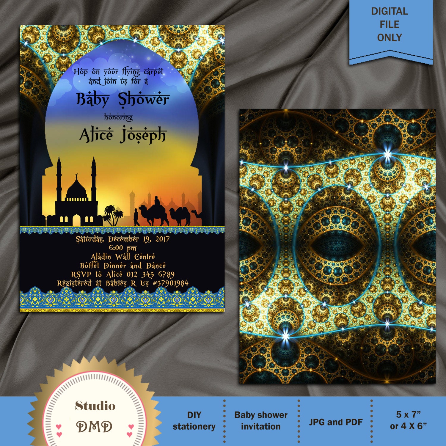 Arabian Nights Baby Shower Invitation Printable DIY