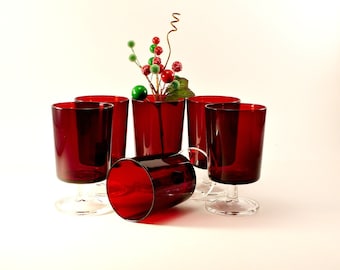 Vintage Luminarc Cavalier Ruby Red Stemware/ France Stemware/ Ruby Red Goblets