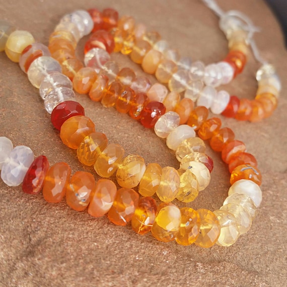 AAA Exceptional Faceted Mexican Fire Opal Beads Genuine 6-7mm