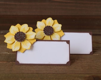 Sunflower Place Card Holders, Sunflower Food Tent Labels, Sunflower Party Decor (Set of 12)