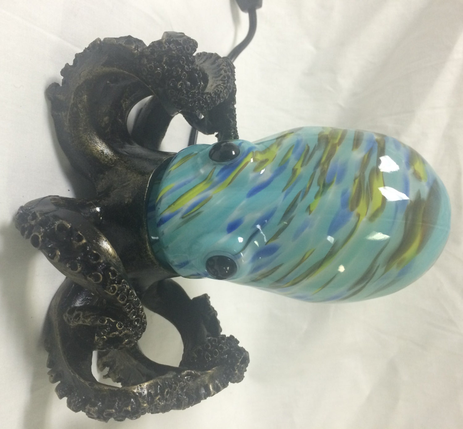 Octopus Marble Blue Yellow Pacific Bimac Bronze Base Frosted