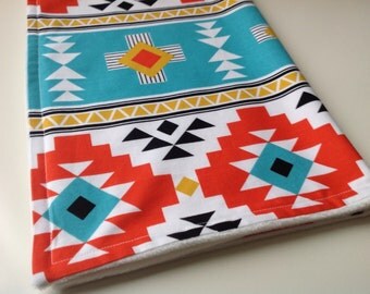 Baby blanket - Minky baby blanket - Aztec baby blanket - Geometric baby blanket - Blue baby blanket - Modern baby blanket - New baby gift