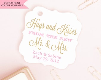 Hugs and kisses tags (30) - Hugs and kisses from mr and mrs - Wedding favor tags - Wedding tags - Wedding gift tags