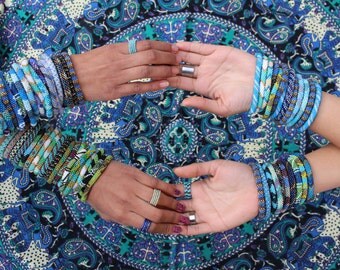 Wholesale Nepal Bracelets- Beaded Roll On Bracelets ASSORTED MIX- Glass Bead Bracelets- Seed Bead Bracelets- Nepal Glass Bracelets
