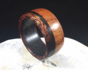 Koa with carbon fiber, mens wedding band, wood ring, wood wedding band, wooden ring, mens wood wedding band, koa wood ring, wood wedding