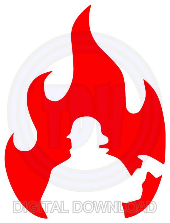 Download Fireman Flame Digital Download SVG DXF EPS Silhouette Studio