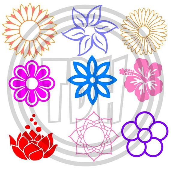 Download Digital Download Multi Flower Designs SVG DXF EPS Silhouette