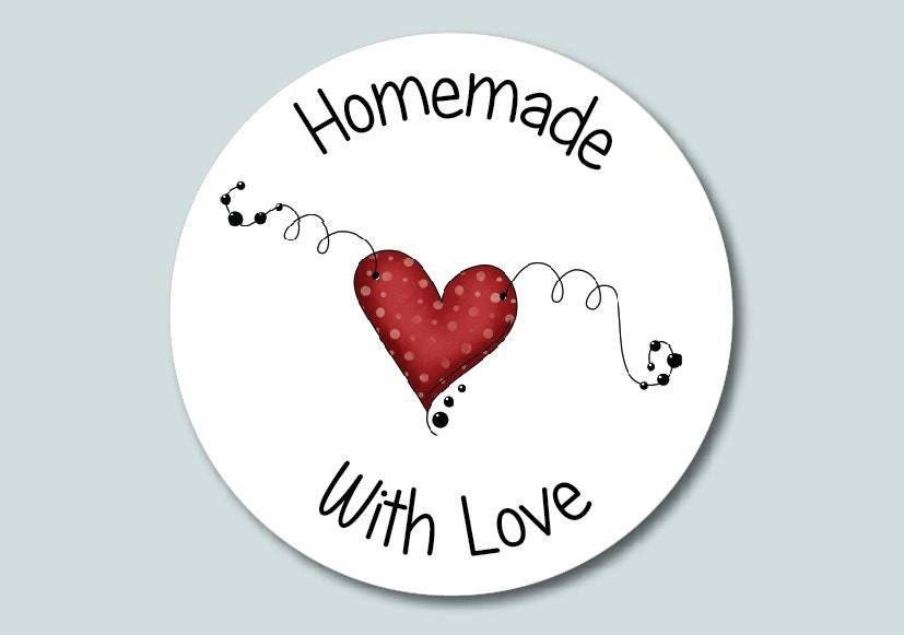 30 Round Personalised Handmade Homemade With Love Stickers For