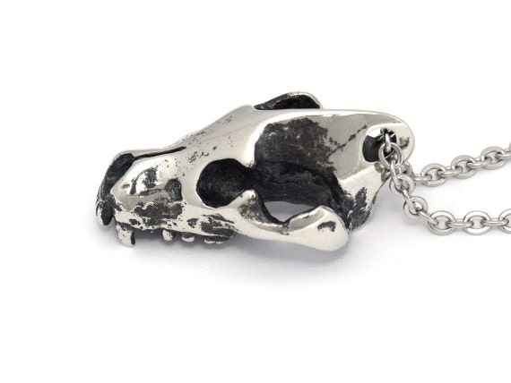 Hyena Skull Necklace Carnivore Animal Head Pendant Jewelry in