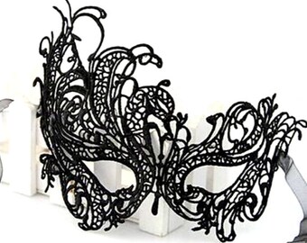 Lace Half-face Mask/Mardi Gras Mask/Venetian Mask/Party Mask/ Ladies Mask/Lace Mask/New Orleans carnival/Black mask/Fetish mask/halloween