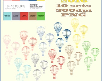 Hot Air Balloons, Pantone 2016 - Spring Colors, Flower Sets "300 dpi" Reg. Price 7.99 On Sale Now!