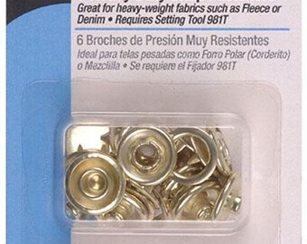 Dritz Heavy Duty Snap Fasteners Gold 6 Count