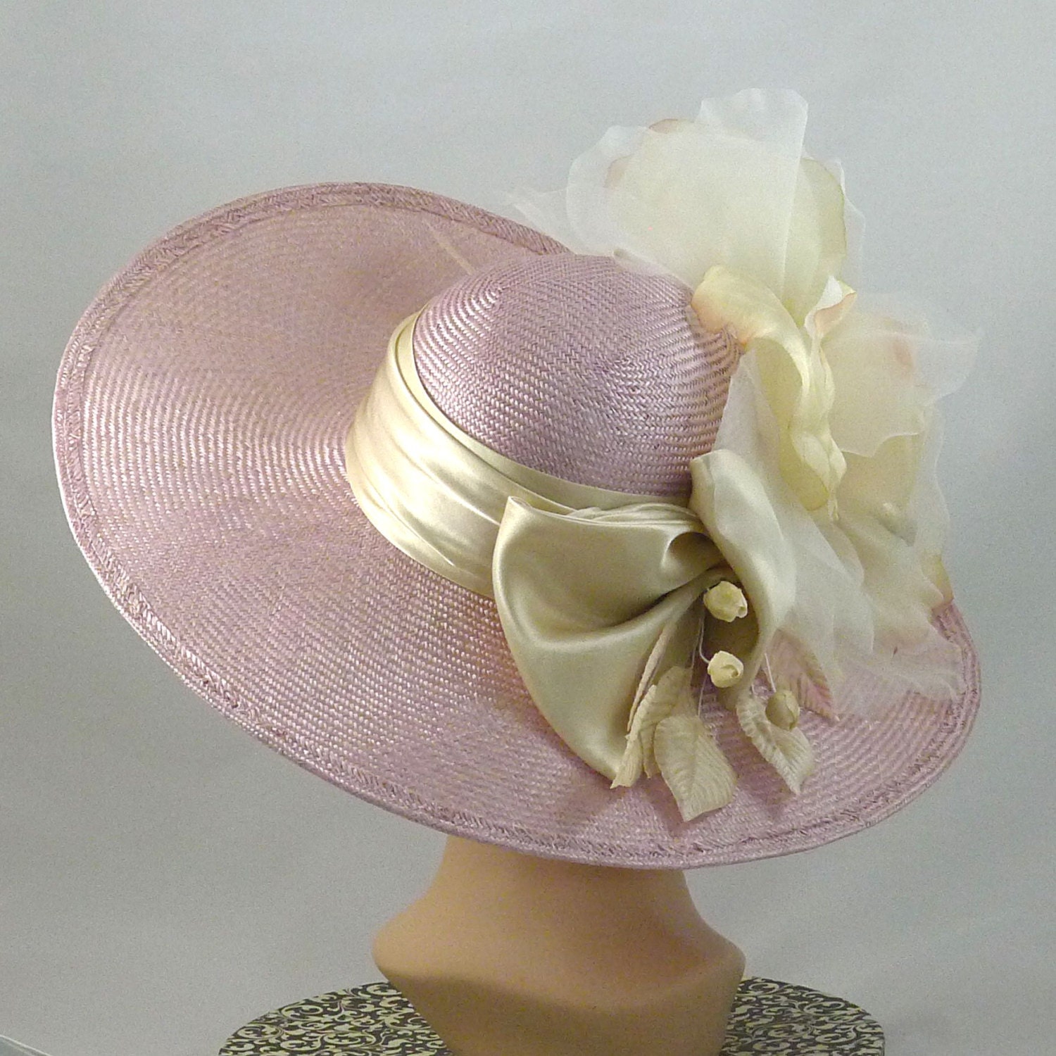 Garden Party Portrait hat in Pink with by JenniferMillinery