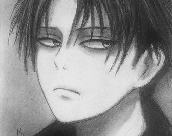 Levi Attack on Titan Anime Manga Art Drawing by TheRedCrow on Etsy