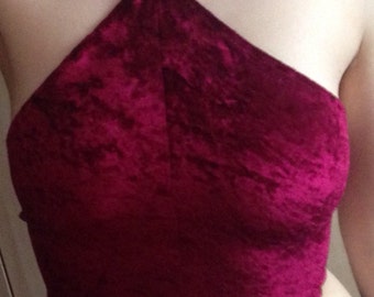 Reduced! More colours added! Crushed velvet halterneck crop top available in various colours!