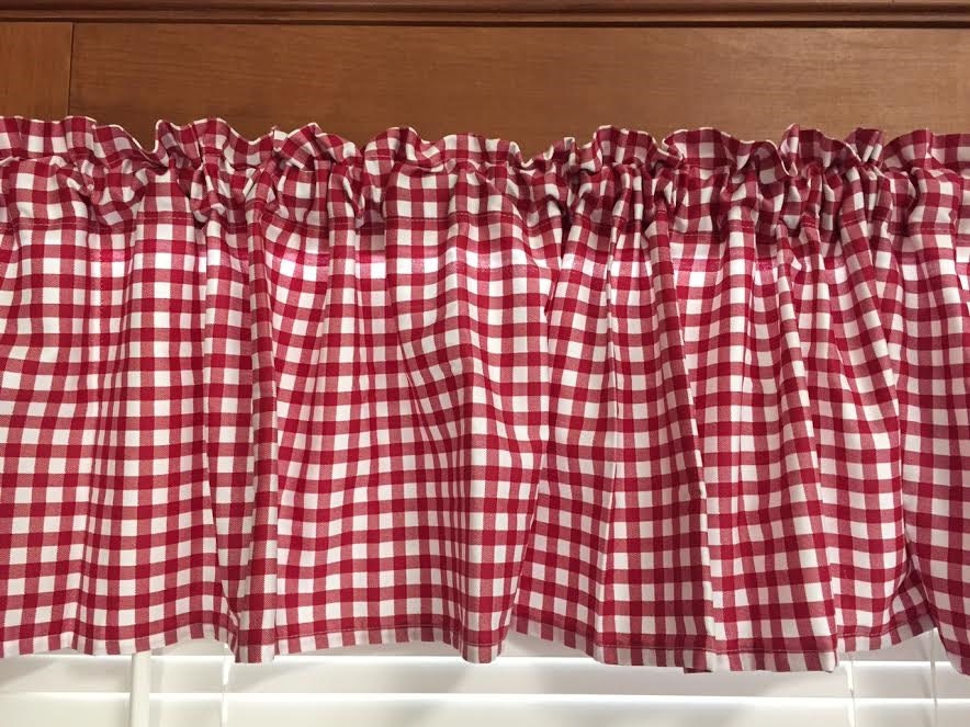 Country Red Gingham Kitchen Valance Extra Wide 72