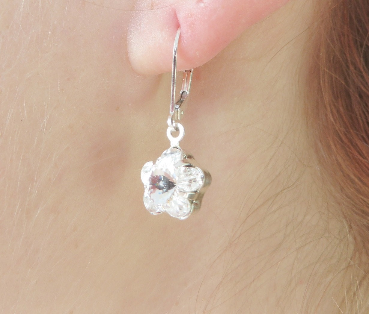 Crystal daisy earrings Swarovski daisy crystal charm