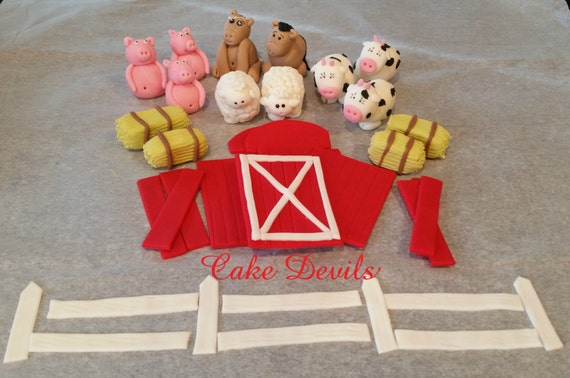 Barn & Farm Animal Fondant Cake Topper Kit Farm Animal