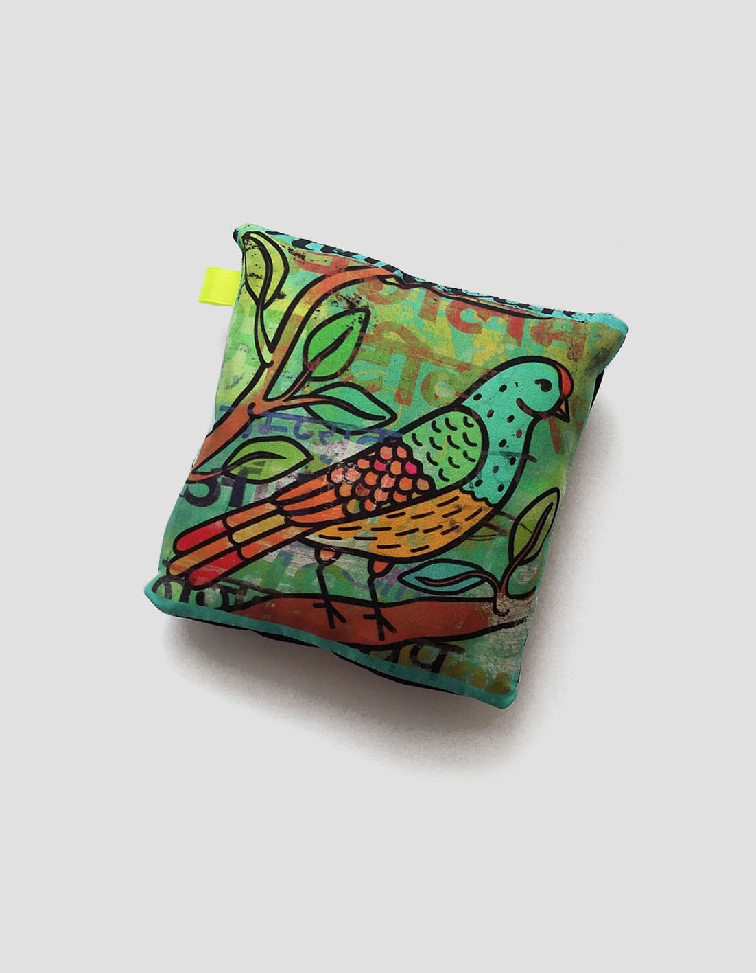 Small decorative bird cushion silk pillow folk art bird