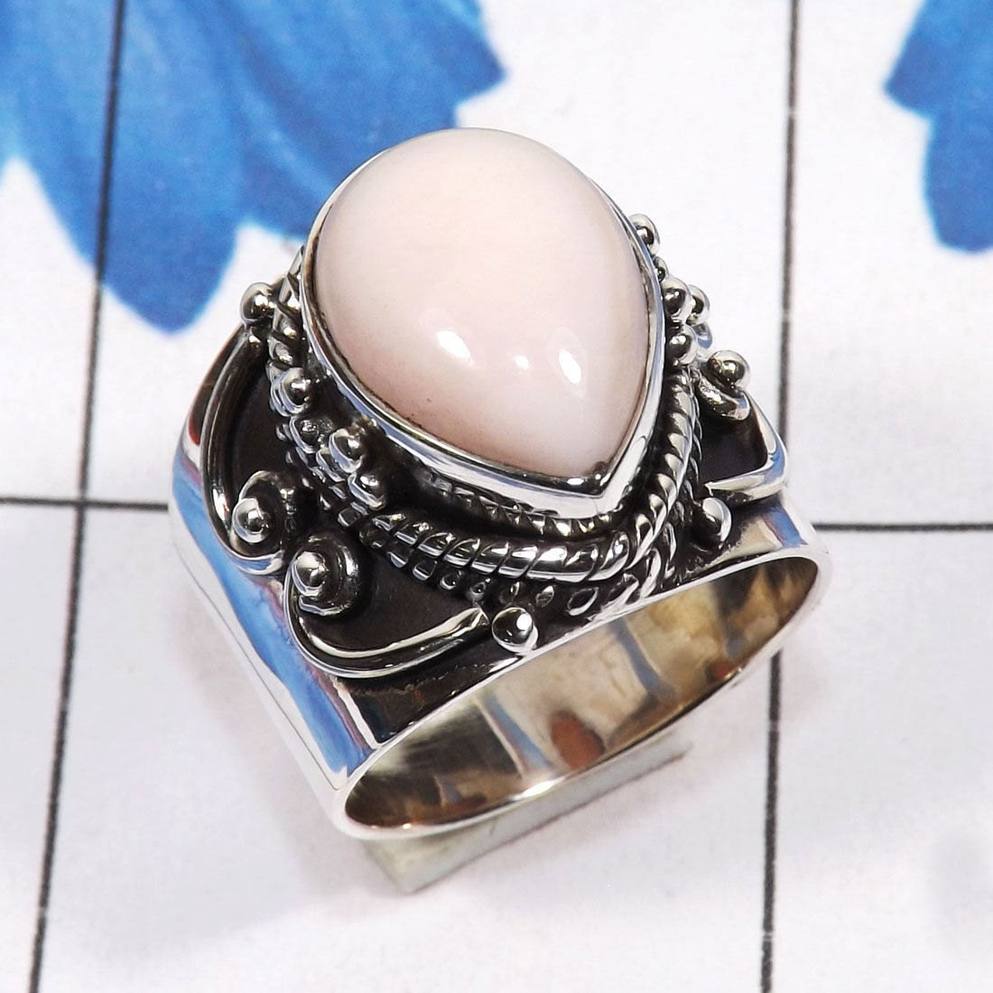 pink opal stone ring