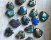Labradorite (spectrolite) Gemstone Hearts Labradorite Heart-Gemstone Heart-Labradorite Palm Stones- Labradorite