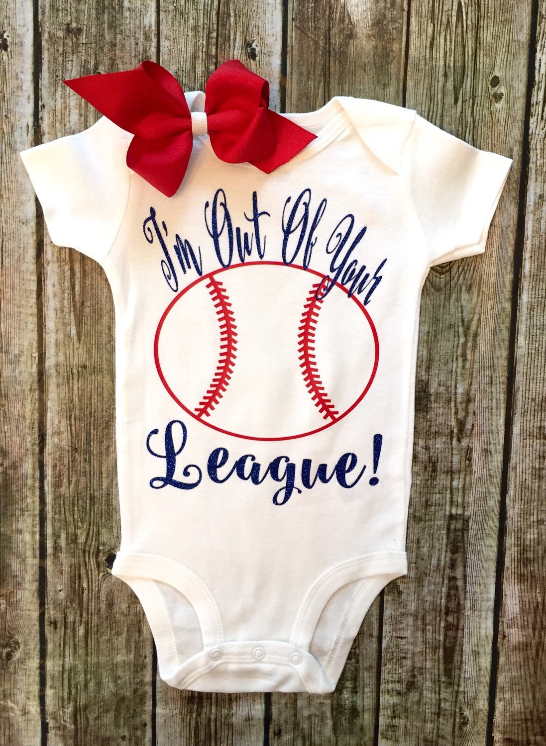 I'm Out Of Your League Girls Bodysuit Girls Baseball