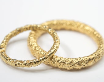 Wife and Groom. Ring duo 10-14-18 carats yellow, white or pink gold, unisex ring, organic texture, wedding band, simple, thin stackable ring