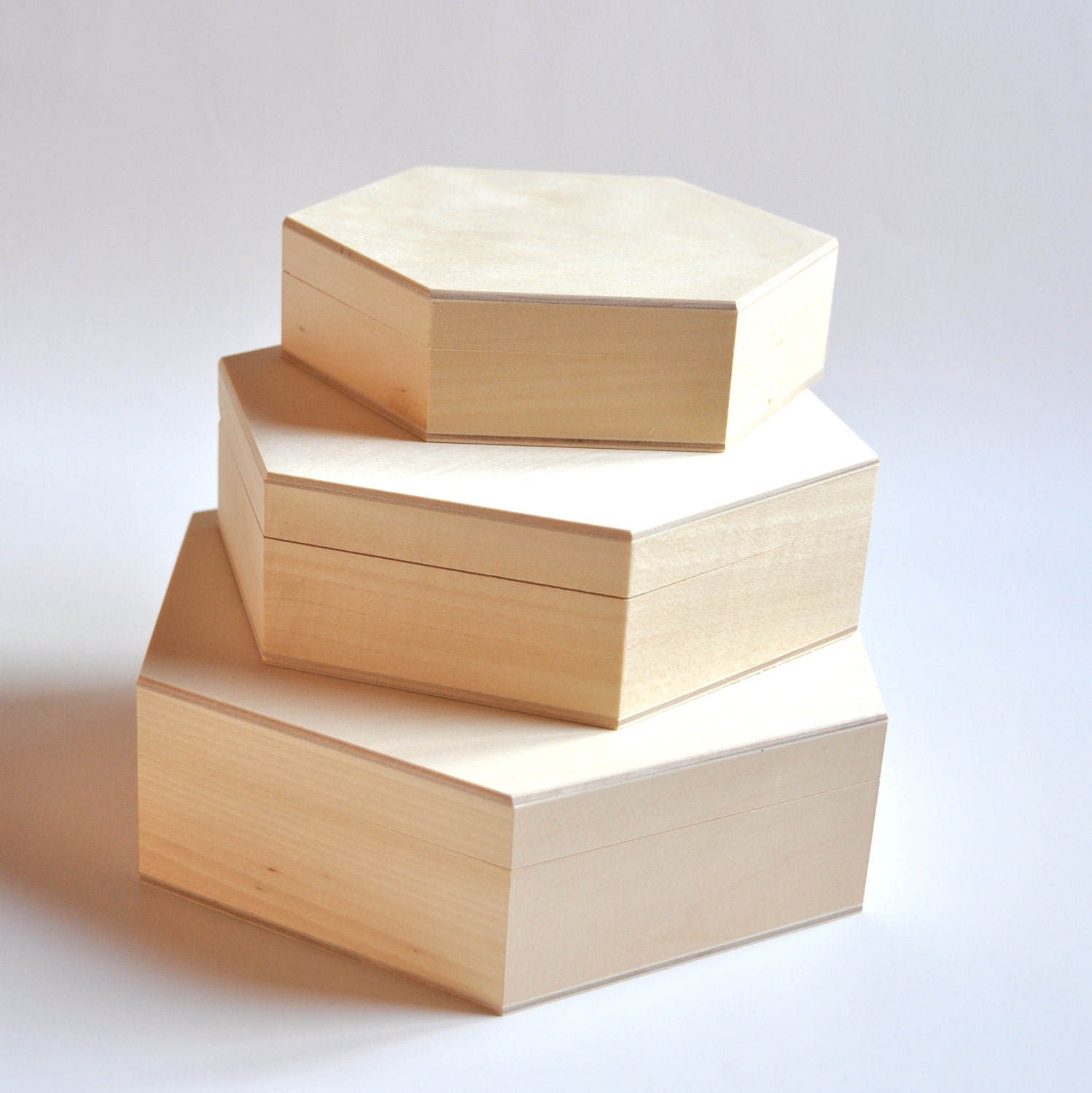Hexagon Wooden Box. Unfinished Wood Box. Unpainted Wood Box.