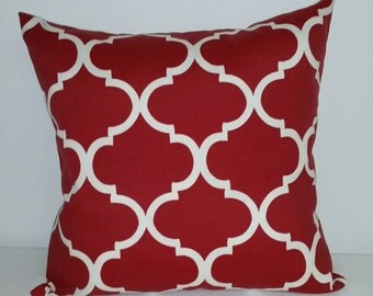 Red and ivory pillow cover, decorative throw pillow, Americana pillow cover, Patriotic pillow cover, accent pillow, red pillow cover