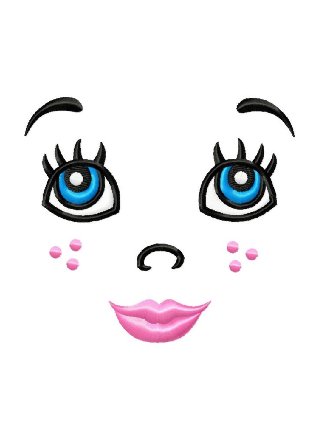 Doll Face Instant Download Pattern Fill Machine Embroidery
