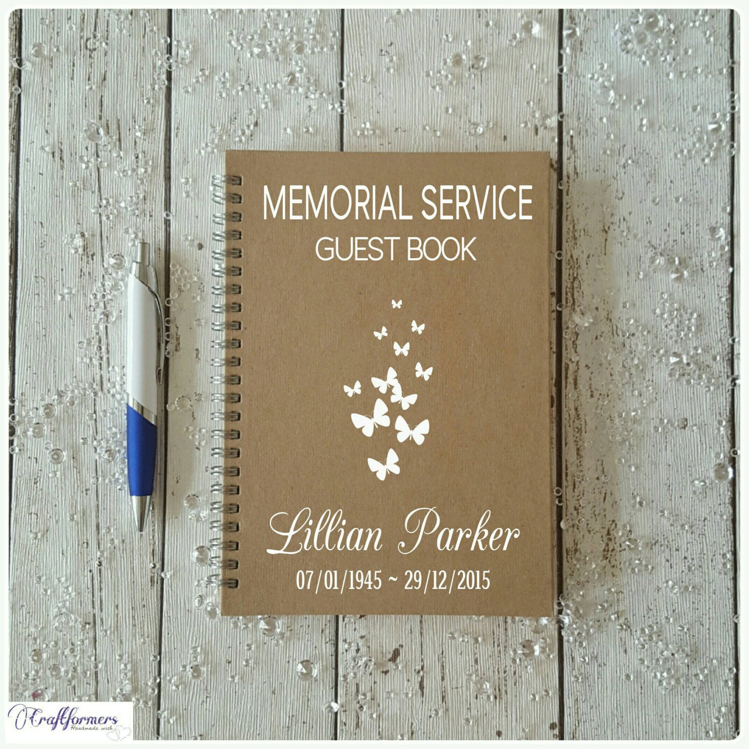 Personalised Memorial Service Guest Book Remembrance Book