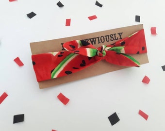 Watermelon headband, watermelon hair band, fruit headband, melon hair bow, mom and me set, vegan gift, vegetarian gift, toddler gift,