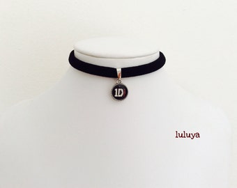 Black Handmade Stretch Choker Necklace Dainty Pendant 1D One Direction Charm Gift Birthday Favor