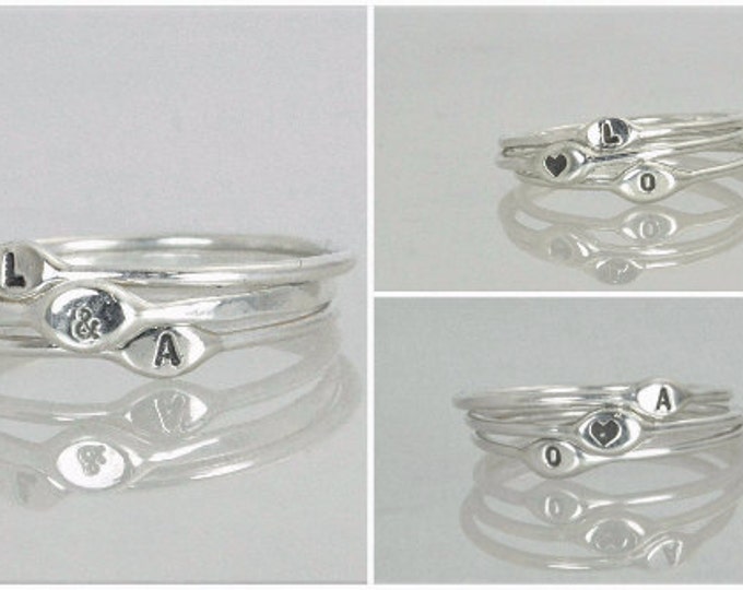 Initial Ring, Initial Rings, Silver Initial Ring, Custom Initial Rings, Dainty Initial Ring, Gift for Her, BOHO Initial Ring, Unique Rings