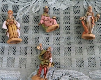 Vintage Fontanini Figures, Four Fontanini Figures, Fontanini Wise Man, Fontanini King, Vintage Christmas, Christmas Manger FIgures