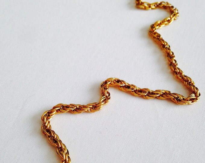 Storewide 25% Off SALE Vintage Gold Tone Woven Chain Link Style Designer Necklace Featuring Heavy Mid Century Design