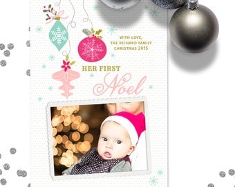 Christmas Card Template for Photographers, Template for Photoshop, Holiday card template, 5x7, Printable