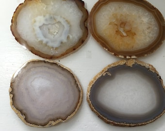 Medium Size Natural Earth Tone Agate Coasters With Protector Pads
